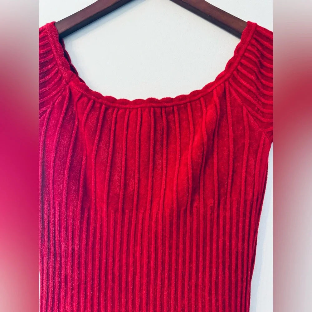 Ronny Kobo XS chenille Karin off sleeve scalloped neckline dress - Picture 4 of 10